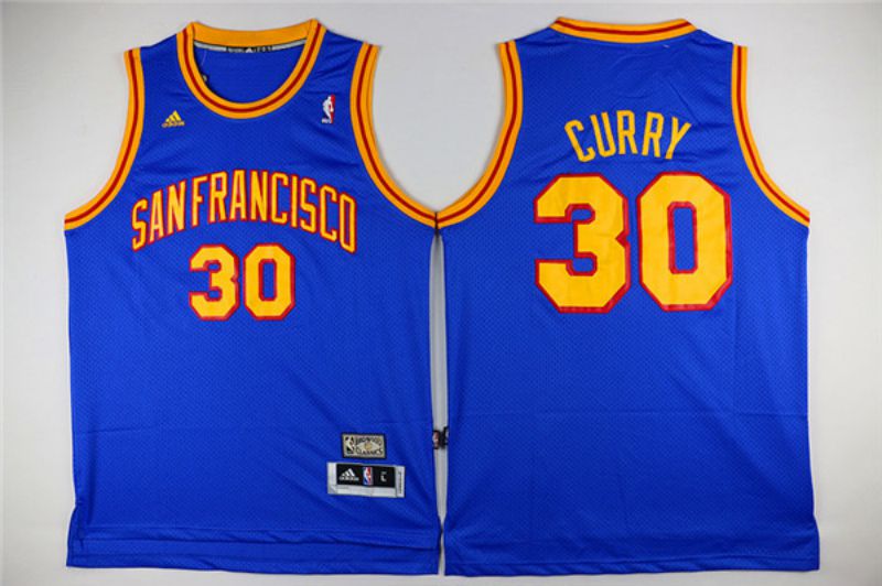 Men Golden States Warriors #30 Curry Blue Throwback NBA Jerseys